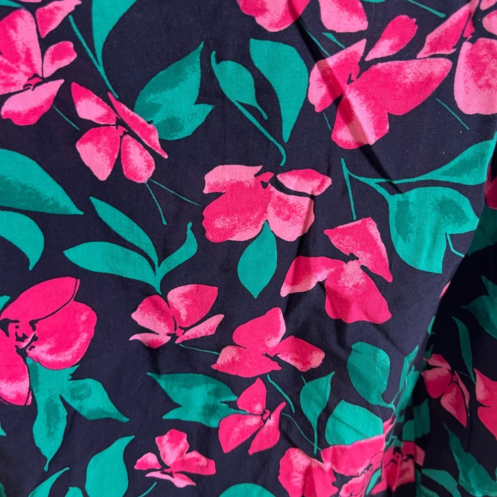 Talbots Floral Popover Top Womens 2X Pink Green Romantic Preppy - Picture 5 of 9